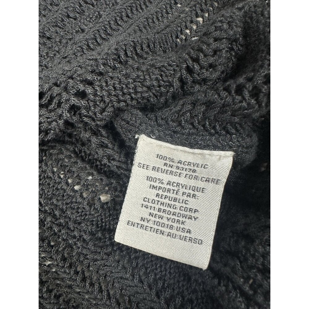 Jason Wu Black Crocheted Cable Knit Button-Down Shirt Size L - Picture 5 of 11